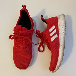 Adidas Cloud Foam Red and White Splattered Shoes